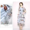 Дизайнерская взлетно-посадочная полоса Maxi платье женское цветочное вышивка кружева роскошные моды лето длинные ES 210603