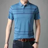 Yaz Tasarımcısı Marka En Kaliteli Çizgili Polo Gömlek Erkekler Için Kısa Kollu Rahat Düz Tops Fashions Erkek Giyim 210707