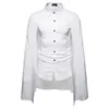 Svart gotisk tröja Män Långärmad kappa Splicingskjorta för män High Street Casual Solid Shirts Mens Nightclub Camisas 210524