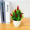 Decoratieve bloemen kransen plastic kunstmatige fruit boom perzik oranje groen schuim planten mini-pot-desktop bonsai