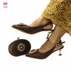 Dress Shoes Nigerian Women And Bag Set In Coffee Color High Quality Design Italian Ladies Pumps For Christmas Party