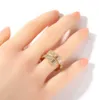 14K Gold Men Ladies Cubic Zirconia Diamond Ring Baguette Square Stones Ring Rosegold Silver Color Hiphop Jewelry