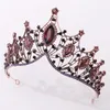Muhteşem Mor Kristal Kraliyet Kraliçe Tiaras ve Kronlar Pageant Balo Prenses Gelin Düğün Saç Takı Kafası Aksesuarları