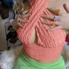 Cross Halter Crop Top Women Sleeveless Backless Cami Top Hollow Out Sexy Bralette Tops For Women Summer 210514