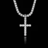 Mens cross diamond pendant full of zircon solid trumpet brand designer chain necklace choker European American ornaments246H