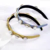 Vintage Pearl Bezel Hairband Kvinnor Flätade Huvudband Tjejer Hår Tillbehör Opaska Gör Wlosow Diademas Para El Pelo Headwear