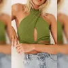 Sommar kvinnor mode hater Backless Mini Topps Sexig Ärmlös Hollow Out Club Party Wear Lady Shirts Crop Top 210423