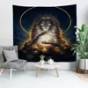 Kilected Cartoon Lion Tapestry Vägg Hängande Polyester Tunn Animal Print Living Room Bedroom Background Blanket 220301