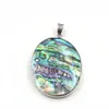 Oval Shape Pendant Genuine Abalone Natural Blue Green Flat Back Sea Paua Shell Beach Jewelry 5 Pieces