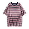 Bolubao Moda Męska Marka Krótki Rękaw T-Shirts Męska Stripe Lato T Shirt Casual Uliczny Odzież Hip Hop Męskie Trójniki Topy 210518