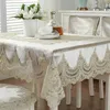 Rectangle Table Cloth Gold Velvet White Retro Thick Europe Luxury Embroidered Dining Cover Chair Lace cloth 211103