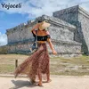 Yojoceli leopard chiffon skirt bottom women long streetwear boho female print 210609