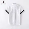 Gfmy försäljning barn tröjor casual solid 100% bomull kortärmad pojke skjortor för 4-12 år studenter bär i skolan 210713