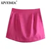 KPYTOMOA Dames 202 Chique Mode Zachte Touch Shiny Mini Rok Vintage Hoge Taille Side Rits Dames Rokken Mujer 210621