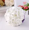 Flores decorativas de noiva Bouquet Crystal Roses Rosas de Bridesmaid Bouquet Bridal Artificial Flor Silk Strass Decoração de Pearl 2127 V2