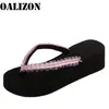 Kvinnor med wedge heels flip flops sandaler sommar mjuka loafers tofflor glider skor