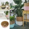 WHISM Folding Hand-Woven Flower Pot Planter Natural Sea Grass Stylish Storage Basket Plant Pot Flower Pots Garden Succulent Pot 210615