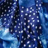 Fashion Navy Blue Dot Floral Tassel Viscose Hijab Shawls and Wraps Female Foulards Echarpe Muslim Sjaal 180*90Cm