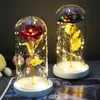 Cordes Festive Atmosphere Lighting Rose In Glass Dome Décorations de Noël pour la maison LED Night Light Year Gift