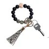 Newsilicone Beaded Bangle Keychain med tofs för kvinnor Party Favorit, Wristlet Key Ring Bracelet ZZF11921