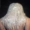 Shining Silver Wituil Crystal Fringes Wigs Women Birthday Party Rhinestone Headwear Club Dancer Singer Show Accessori 210453824204