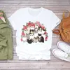 Frauen Cartoon Katze Blume Cartoon Kawaii 90er Jahre Tiermode Druck Dame T-shirts Top Damen Grafik T-shirt Weibliche T-Shirt T-Shirt X0527