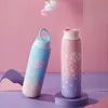 Японский стиль Sakura Thermos Bottle Portable Travel Coffee кружка изолированная чашка из нержавеющей стали из нержавеющей стали Вакуумные подарки 210615