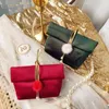 Gift Wrap 1PC Velvet/PU Candy Box Portable Folding Lipstick Wedding Christmas Party Jewelry Packaging Pouch