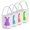 NEW2022 Party Bunny Face Printed Bucket Påskkanin Basket Easters äggjaktkorgar med handtag Fluffy Plush Tail Tote Bag RRD12564