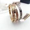 Fashion Titanium Steel 3 Row Full Diamond Bangle Bracelet Women Men Love Bracelets Distance Jewelry Gift 16-19 with velvet bag