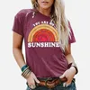 Rainbow Letter Print Short Sleeve Tshirt Women O-Neck Loose Tshirts Casual For Girls Summer Fashion Tops Woman Clothes 210518