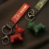 Punk Franse Bulldog Sleutelhanger Tas Hanger PU Leer Hond Sleutelhangers voor Vrouwen Paar Autosleutel Houder Ketting Ring Trinket Keyfob
