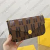 Mujeres Lujos Diseñadores Bolsos 2021 Letras de cuero genuino en relieve Multi Pochette 3 piezas Zipper Monedero monedero Titular de la tarjeta de crédito Bolsa de sobre de alta calidad