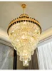 Lampadari di cristallo moderni americani Luce a LED Lampadari di lusso europei Apparecchio Grande lampada a sospensione Illuminazione per interni per la casa dell'hotel 3 luci dimmerabili