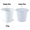 Meshpot Lot de 2 pots d'orchidées fendus de 10,2 cm avec trous en plastique pour pot de jardin Excellent drainage, 2 pots intérieurs, 2 pots extérieurs, 2 plateaux 210401