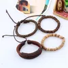 Genuine Cowhide Leather Wooden Handmade Coconut shell Pu Bracelet Men Women Bracelets Bangles Unisex Good Gifts