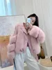 Real Fox Fur Coats med äkta fårskinn Läder Wholkines Natural Fox Fur Jacket Outwear Luxury Women Winter 210927