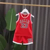 Jongens Sport Basketbal Kleding Pak Zomer Kindermode Vrije Tijd Letters Mouwloos Baby Vest + T-shirt 2 stks sets kids