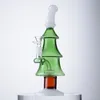 Julstil Glas Bongs Xmas Tree Hookahs Mini Små Rigg Duschhuvud Vattenrör 5mm Tjock Glas Bong Med Skål
