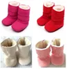 Hiver Noël Bébé Filles Bottes De Neige Fourrure Fringe Daim Solide Bébé Chaussures Nouveau-Né Premiers Marcheurs 10-15cm Rose Rouge Beige Chaussure 210413