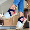 Sandały Letni Platformy Wiggen Buty dla kobiet Henneprope Bodem Kobiety Espadrille High Hook Slip On Canvas Fisher