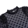 Cnyishe는 물마루 퍼프 슬리브 메쉬 깎아 지른 티셔츠 여성 탑 티 패션 streetwear 한국어 스타일 셔츠 폴카 도트 티셔츠 210419