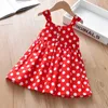 Zomer meisjes polka dots rode jurk voor kinderen sling schattige casual kleding baby mode sundress 210529