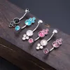 Crystal Belly Button Rings CZ Gem Navel Piercing Bar Chirurgisch Staal Ombligo Dangle Party Barbell voor Woman Body Sieraden