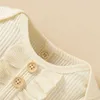 Set per bebè in cotone primaverile Tute manica lunga waffle + Pantaloni floreali Fascia per capelli 3 pezzi Completi E2006183 210610