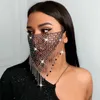 2020 Rhinestone Tassel Splicing Jewelry Mask Fashion Sexy Glitter Women Diamond Crytal Facemask Party Show Mouth Mask Wedding Q0815973638