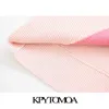 kpytomoaの女性のファッションリブ付きトリムトリミングニットベストセーターヴィンテージoネックノースリーブ女性ウエストコートシックトップ210819
