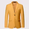 Мужской стильный красочный приталенный повседневный пиджак Зеленый Фиолетовый Черный Желтый Свадебный Пром Формальные пиджаки Пальто для мужчин Men's256Q