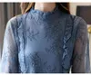 Bayan Üstleri ve Bluzlar Uzun Kollu Bluz Kadın Moda Kadın Bluzlar Standı Yaka Ruffles Dantel Bluz Kadınlar C500 210426 Tops