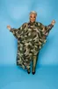 Camouflage Leopard Tryckta Casual Asymmetri Toppar Kvinnor Höghalsad Batwing Sleeve Lös Maxi Spring Side Split Tees 210525